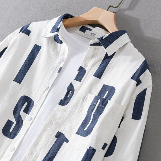 Alphabets Print Shirt for Men - Stylish and Comfortable Cotton Wear - Luxethred