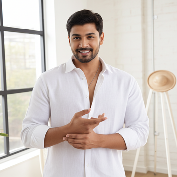 white linen men's formal shirt by luxethred