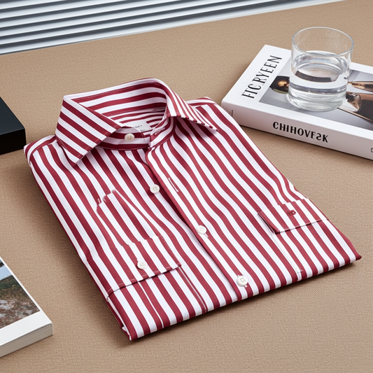Tailor-made Striped Shirt in Red - A-Grade 104 Quality for Ultimate Comfort and Style