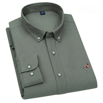 Oxford Long Sleeve Smart Casual Breathable Spring Shirts for Men