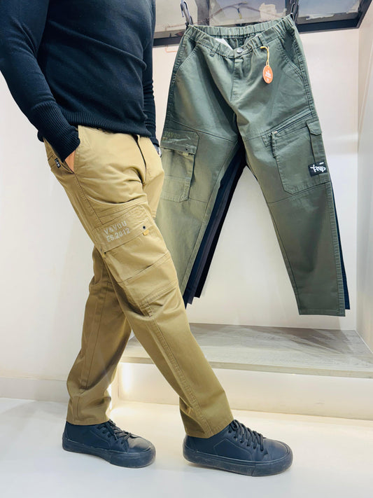 Goldest Premium Olive Solid Cargo Pants for Men - Luxethred