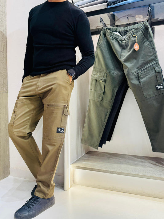 Goldest Premium Olive Solid Cargo Pants for Men - Luxethred