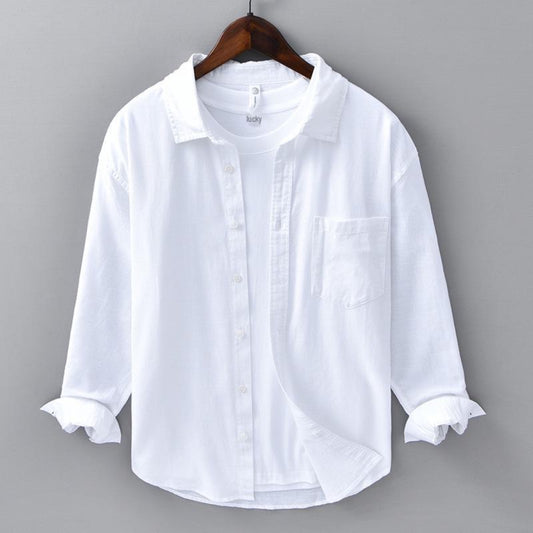 Gray Casual Linen Shirt for Men by luxethred - Long Sleeve Spring/Business Literary Style - Luxethred
