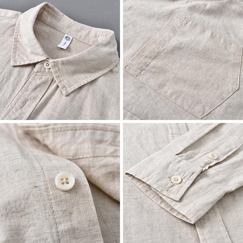 Gray Casual Linen Shirt for Men by luxethred - Long Sleeve Spring/Business Literary Style - Luxethred