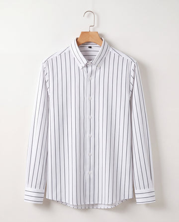 Luxethred White Linen Blend Stripe Shirt