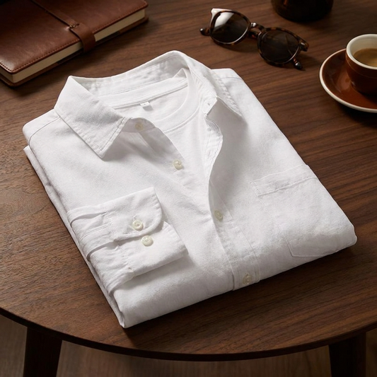 white linen men's formal shirt by luxethred