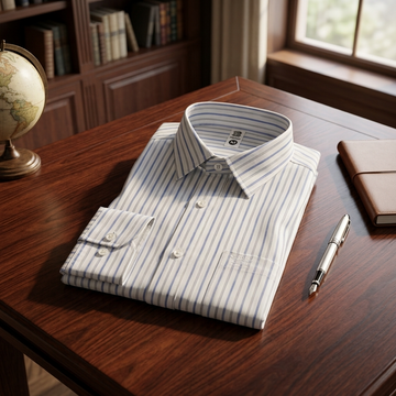 Luxethred  Blue Striped Formal Shirt for Men – Premium Office Wear