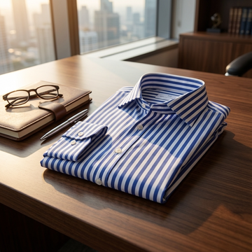 Tailor-made Navy Blue Stripe Longsleeve Shirt A-Grade 103 for Perfect Fit and Style