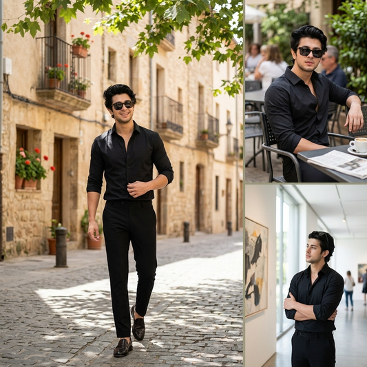 Men's Anti-wrinkle Shirts Breathable Elastic Long Sleeve Casual Business Men' Suits Shirt