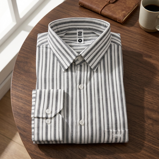 Luxethred Premium Striped Cotton Linen Shirt for Men – Smart Fit & Casual Style-102