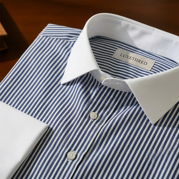 Classic Black and White Stripe Formal Shirt with Pocket - Full Sleeve Style