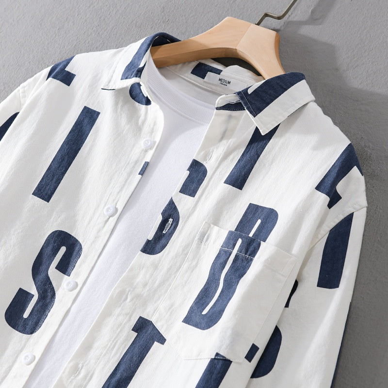 Alphabets Print Shirt for Men - Stylish and Comfortable Cotton Wear - Luxethred