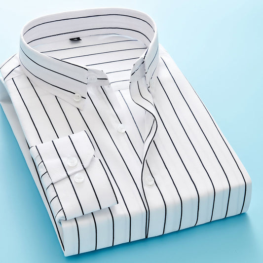 Luxethred White Linen Blend Stripe Shirt